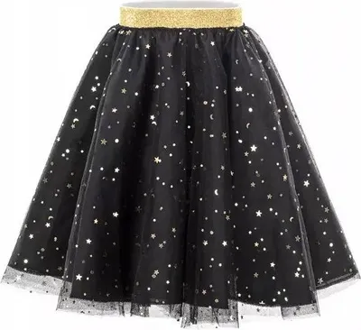 Image de Jupe noire avec étoiles or sorcière d'Halloween pour enfants