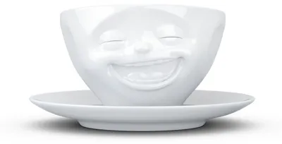 Productafbeelding van FIFTYEIGHT PRODUCTS T014701 FIFTYEIGHT Kaffeetasse 200ml - Lachend weiß
