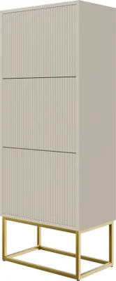 Produktbild von Selsey VELDIO - Schuhschrank mit 3 Klappen, Greige mit goldenem Metallgestell, 50 cm