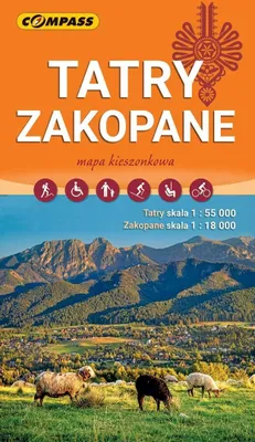 Immagine prodotto di Monti Tatra e Zakopane. Carta tascabile laminata / mappa della città. Edizione 2025. Kompass