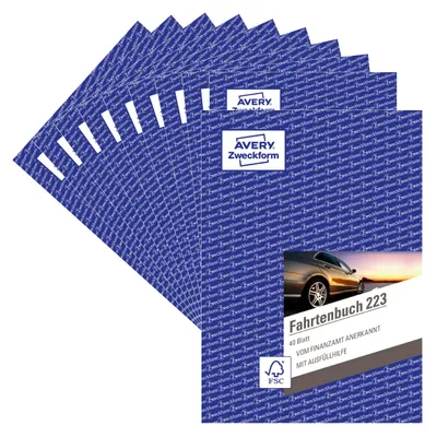 Productafbeelding van Avery-Zweckform 223-10, DIN A5, rittenregistratieboekje. Aantal bladen: 40. Wit. Verpakking van 10 stuks