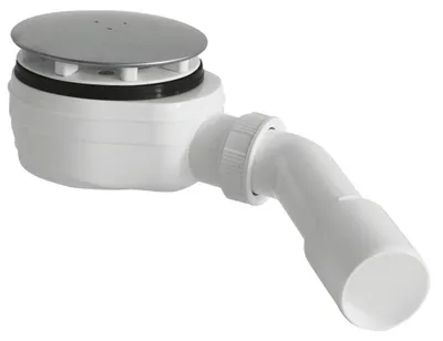 Produktbild von Bruckner Niedrig-Duschwannensiphon, Durch. 90mm, DN40/50, polierter Edelstahl Abdeckung