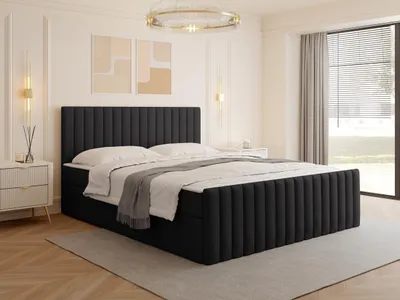 Obrázok produktu pre Kontinentálna manželská posteľ 140x200 VASHON 2 - čierna + topper