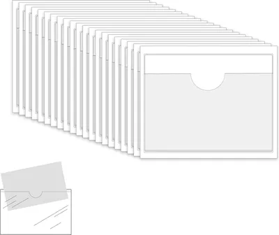 Produktbild von 12 Stück Etikettenhalter Selbstklebend, 10 x 6 cm Beschriftungsfenster Selbstklebend Visitenkartenhüllen Kleben Transparent Wasserfest für Zuhause Büro Schule (Transparent)