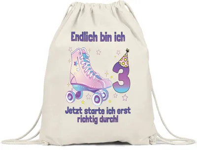 Produktbild von Endlich Bin Ich 3 Jetzt Starte Ich Erst Richtig Durch! Turnbeutel Gymsack  Alles Gute Happy Birthday Rollschuhe Geburtstag