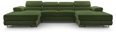 Produktbild von Masseno Ecksofa GIULIO mit Schlaffunktion U-Form, Sofa mit Bettkasten, Wohnzimmersofa, Couch, Soffa, Bettsofa, Couchgarnitur- Grün, POSO 14