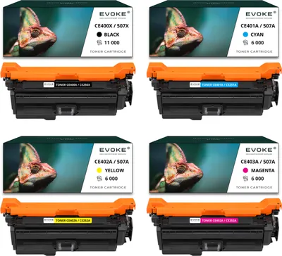 Produktbild von 4x Toner für HP CE250X / CE400X-CE250X/CE400X CE250X / CE400X CMYK = Schwarz + Blau + Rot + Gelb | Ersatz für HP LASERJET COLOR M551 M570 M575