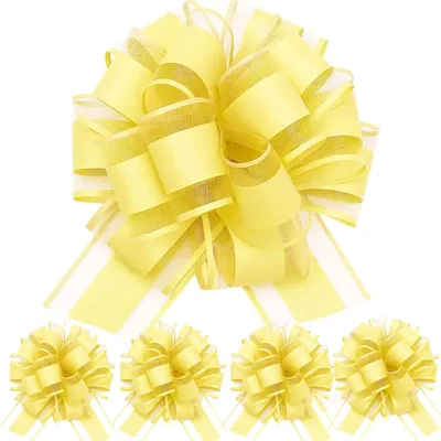 Image de Lot de 5 rubans de décoration, couleur jaune, en polypropylène, longueur 165 cm
