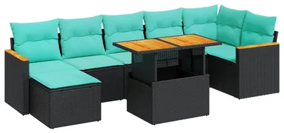 Immagine prodotto di vidaXL Set di divani da giardino a 8 pezzi con cuscini in rattan nero