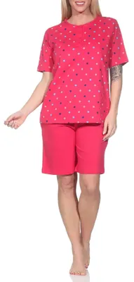 Obrázek produktu pro Normann dámské pyžamové šortky s krátkým rukávem v puntíkovaném provedení - také v plus size ; červená , 44