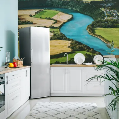 Produktbild von Muralo XXL Vlies FOTOTAPETE Felder FLUSS Aussicht Vogelperspektive (B) 270 cm x (H) 180 cm Tapete Wandtapete WOHNZIMMER SCHLAFZIMMER 4628