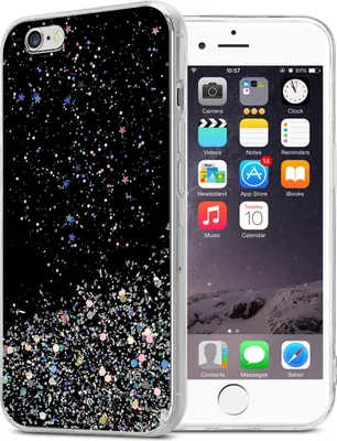 Produktbild von Cadorabo Hülle für Apple iPhone 6 / 6S Schutz Hülle in Schwarz Handyhülle TPU Etui Glitter Cover Case Glitzer