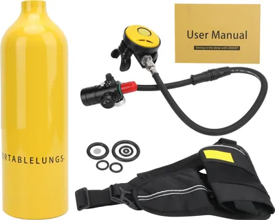 Image de équipement de plongée 1L, Réservoir d'oxygène portable, Kit respiratoire sous-marin, Jaune, Pour la plongée et le sauvetage