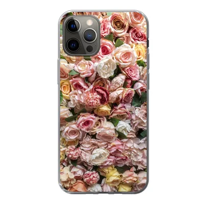 Produktbild von MuchoWow® Handyhülle Schutzhülle Hülle für iPhone 12 Pro Rosen - Farben - Wand Silikon Softcase Handy Hülle - Abdeckung