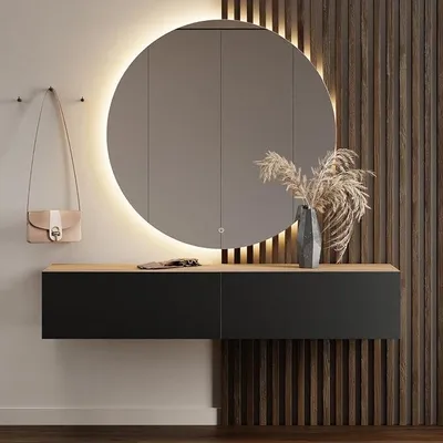 Produktbild von Flur Möbel Garderobe 160 cm Hängeschrank Kompaktgarderobe | Garderobenschrank schmal mit Klappe, Dielenschrank mit Stauraum, Wandgarderobe hängend / stehend, Soft-Open, anthrazit