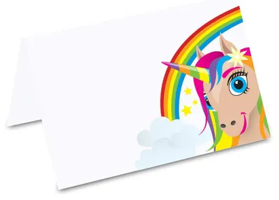Platzkarten Einhorn Regenbogen, 50 Stück, 85 x 55 mm