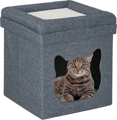 Produktbild von Famanu Katzenhaus Warmes Plüsch Katzeniglo - Grau