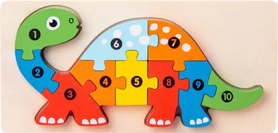 Image de 3D trafic animaux dinosaures blocs de puzzle avec des invites numériques, adapté aux enfants âgés de 18 mois et plus,Brachiosaurus