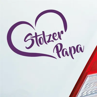 Produktbild von Auto Aufkleber Stolzer Papa Liebe Herz Vater Kind 13x10 cm Lila Sticker Heckscheibenaufkleber