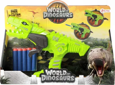 Produktbild von World of Dinosaurs Dino-Pistole mit Schaumstoffpfeilen - Spielzeug Dino Pistole