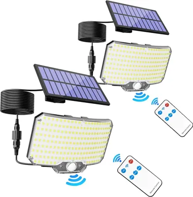 Zdjęcie produktu dla Zewnętrzna lampa z czujnikiem ruchu, 3 tryby oświetlenia, wodoodporność IP65, 2 sztuki