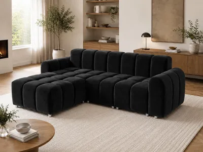 Obrázok produktu pre FURMEB 24 – Elegantná rohová sedačka MILO, ľavá strana, 255 x 170 cm, látka Magic Velvet, farba 2219