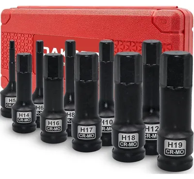 Produktbild von Kraft Innensechskant Schlagschrauber Nüsse Satz 10-tlg 1/2" CR-MO 5mm-19mm