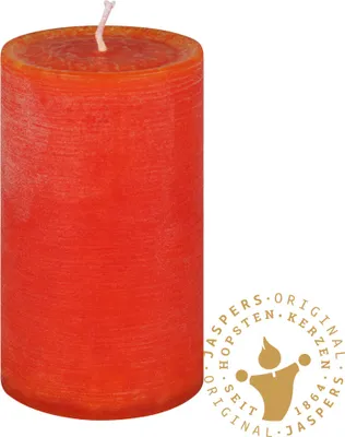 Produktbild von Rustik Kerzen, Nordische Reifkerzen, durchgefärbte Kerzen Orange Ø 80 x 100 mm, 1 Stück