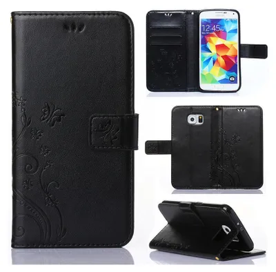 Produktbild von Handy Tasche für Samsung Galaxy S8 Schutz Hülle Handyhülle mit Blumenmuster Klapp Hülle mit Standfunktion und Kartenfächer Schwarz