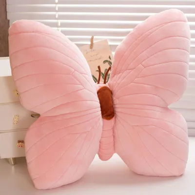 Immagine prodotto di Cuscino decorativo a forma di farfalla, in peluche, 45 x 40 cm, rosa, ideale per divani e letti