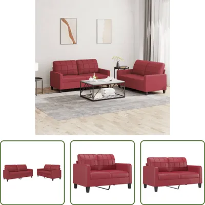 Produktbild von The Living Store 2-tlg. Sofagarnitur mit Kissen Weinrot Kunstleder