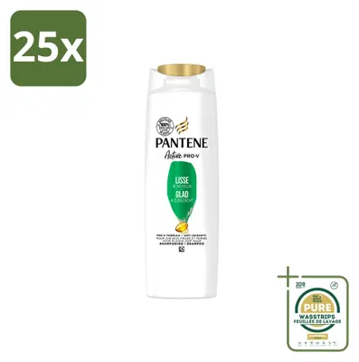 Obrázok produktu pre 25 kusov šampónu Pantene Glatt & Seidig pre kučeravé vlasy - 225 ml - zásobný balík - 25 kusov