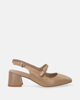 Produktbild von VENEZIA Damen Pumps Elegante High Heels Lederpumps - Beige pumps mit Blockabsatz aus Echtleder Beige Größe 38