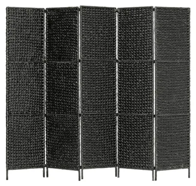 Produktbild von 5-teiliger Paravent, Paravants & Raumteiler, Raumtrenner Stehend, Room Divider Screen, Spanische Wand Raumteiler, Paravent, Schwarz 193×160 cm Wasserhyazinthe
