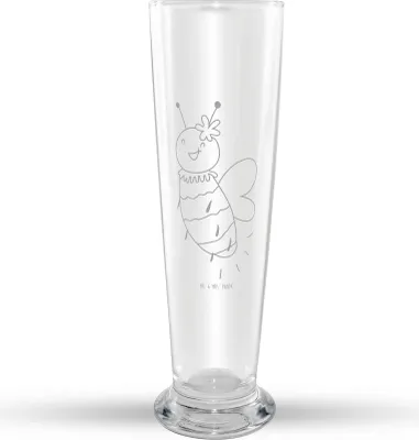 Produktbild von Mr. & Mrs. Panda Bierglas Biene Blume - Transparent - Geschenk, Weizenbier Glas, Weizen, Weißbierglas, Mr Mrs Weizenglas, Bier