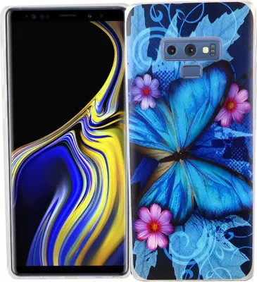 Produktbild von Samsung Galaxy Note 9 Handy Hülle Schutz-Case Cover Bumper Schmetterling Blau