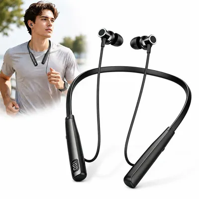 Produktbild von Bluetooth Nackenbügel Kopfhörer, Sport In-Ear Kopfhörer mit Mikrofon, Bluetooth 5.4, IPX6 wasserdicht, 80 Std. Akkulaufzeit, magnetisch, USB-C
