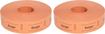 Produktbild von Bonrolle Burger orange 2 Rollen je 1000 Abrisse perforiert fortlaufd. nummeriert