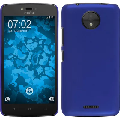 Produktbild von PhoneNatic Case kompatibel mit Lenovo Moto C - Hülle blau gummiert Hard-case + 2 Schutzfolien