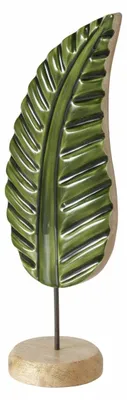 Produktbild von Boltze Dekoaufsteller CALATHEA Blatt-Design aus Mangoholz und Eisen, rund, 37 cm Höhe