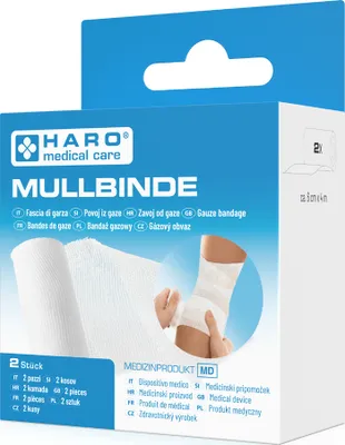 Produktbild von HARO Mullbinde elastisch weiß 60 mm x 4,0 m 2er Set