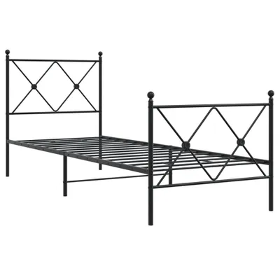 Image de Cadre de lit métal sans matelas avec pied de lit noir 80x200 cm