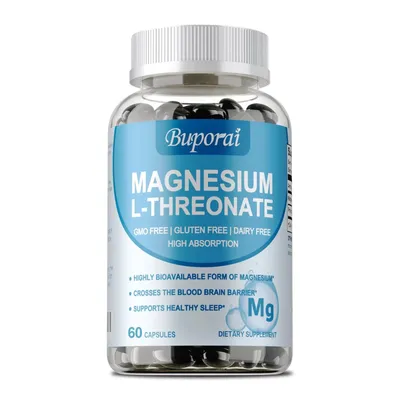 Produktbild von Magnesium L-Threonate 2000 mg (60 Kapseln) Nahrungsergänzungsmittel, Gehirn, Gedächtnis, Fokus, Schlaf