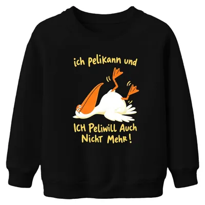 Immagine prodotto di "Ich Pelikann" e "Ich Peliwill" non saranno più disponibili. Felpa per bambini, motivo "umorismo da ufficio", colore nero, taglia 152