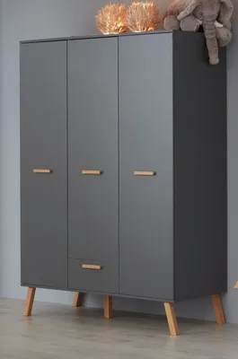Obrázek produktu pro trendteam Babyzimmer Kleiderschrank Mats Grau Melamin 130 x 190 x 60 cm