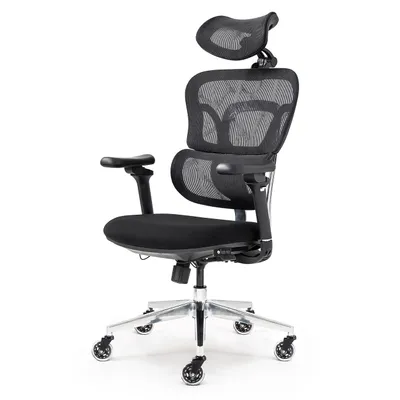 Obrázok produktu pre SUPERKANCL kancelárska stolička M98B ALU PDH, otočná stolička do 150 kg, posuv sedadla, 3D-opierka hlavy, 4D-opierky, čierna