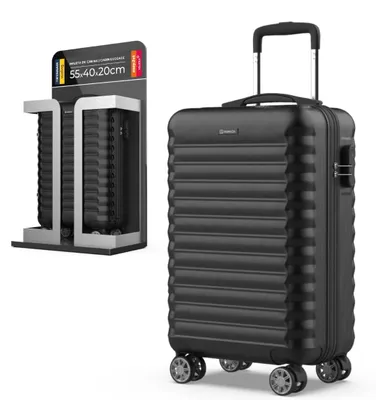 Immagine prodotto di Valigia con lucchetto numerico, dimensioni 55x36x19 cm, capacità 31 litri, 4 ruote a doppia rotazione a 360°, ideale per brevi viaggi