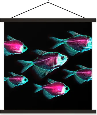 Produktbild von MuchoWow® Textilposter Fisch - Lila - Blau 40x40 cm mit schwarzem Rahmen - Fotos