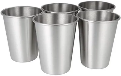 Zdjęcie produktu dla Zestaw kubków ze stali nierdzewnej – 350 ml – 5 sztuk – wytrzymałe i trwałe – alternatywa