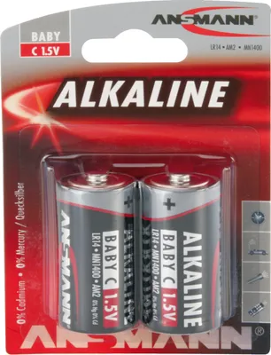 Image de Ansmann 1513-0000 Pile alcaline, Baby (C), pack de 2 (1513-0000), 7,2mAh
